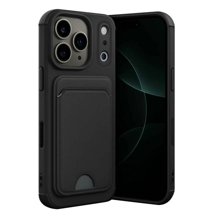 Mey İthalat®   iPhone 17 Pro Kelvin Kartvizitli Silikon - Siyah