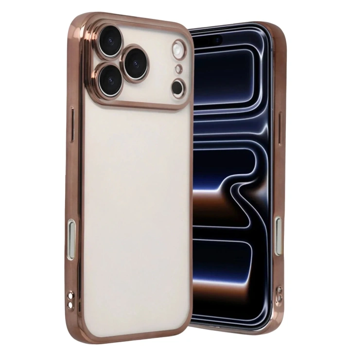 Mey İthalat®   iPhone 17 Pro  Lensli Silikon - Çöl Titanyum