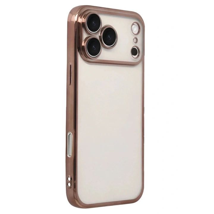 Mey İthalat®   iPhone 17 Pro  Lensli Silikon - Çöl Titanyum