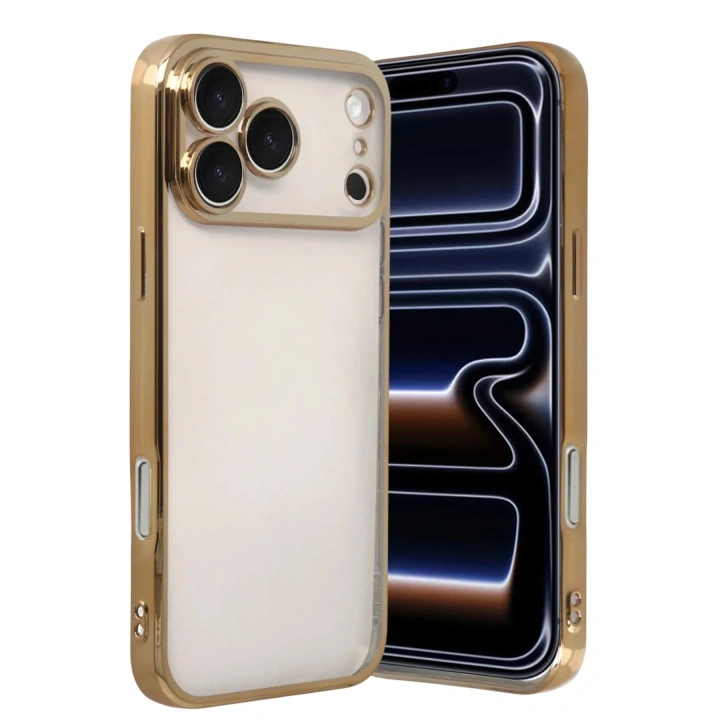 Mey İthalat®   iPhone 17 Pro  Lensli Silikon - Gold