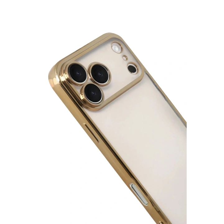 Mey İthalat®   iPhone 17 Pro  Lensli Silikon - Gold