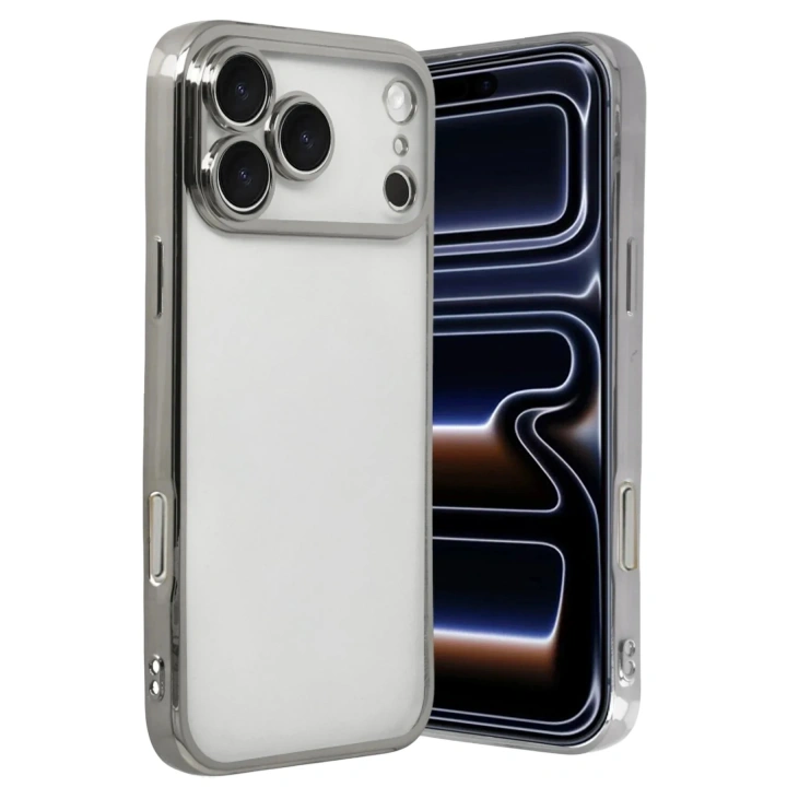 Mey İthalat®   iPhone 17 Pro  Lensli Silikon - Gümüş