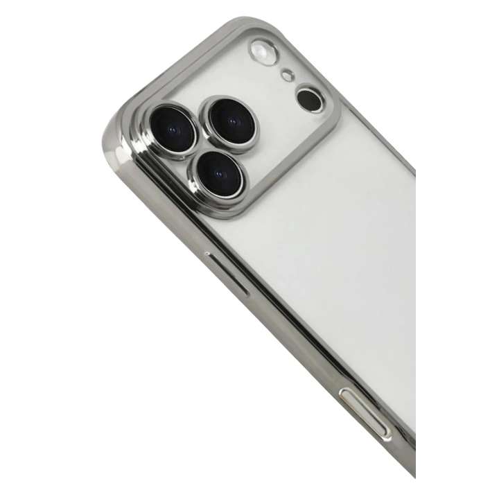 Mey İthalat®   iPhone 17 Pro  Lensli Silikon - Gümüş