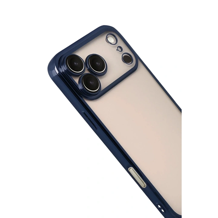 Mey İthalat®   iPhone 17 Pro  Lensli Silikon - Lacivert