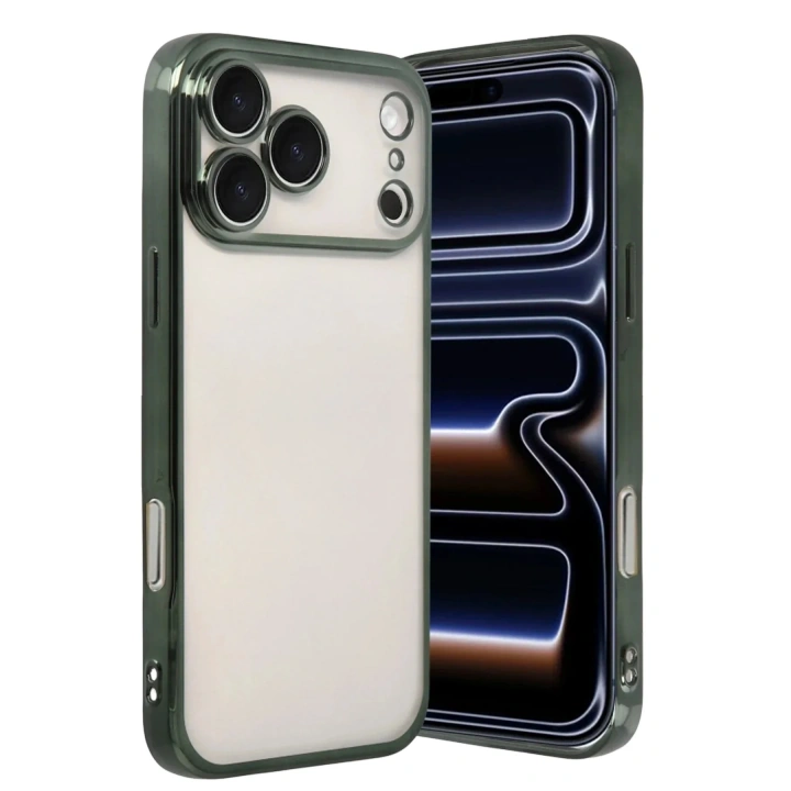 Mey İthalat®   iPhone 17 Pro  Lensli Silikon - Yeşil