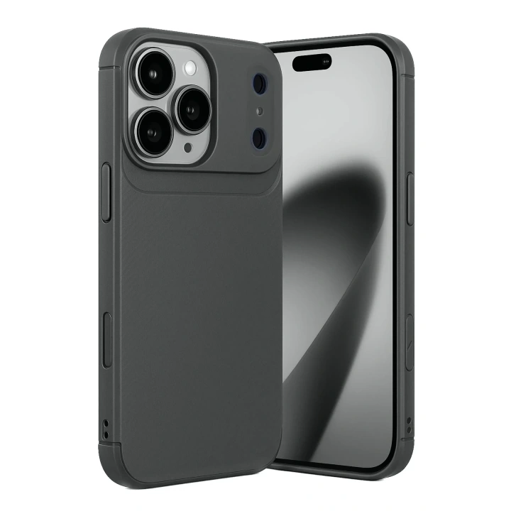 Mey İthalat®   iPhone 17 Pro Max Auto Focus Karbon Kapak - Gri