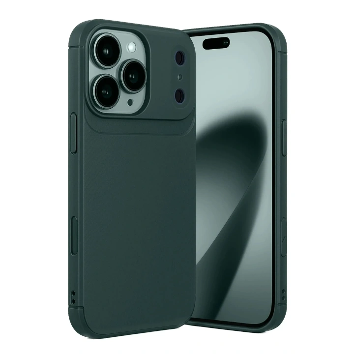 Mey İthalat®   iPhone 17 Pro Max Auto Focus Karbon Kapak - Koyu Yeşil