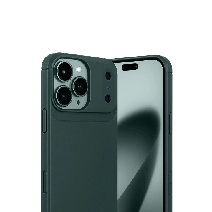 Mey İthalat®   iPhone 17 Pro Max Auto Focus Karbon Kapak - Koyu Yeşil