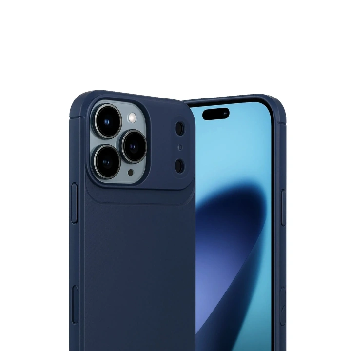 Mey İthalat®   iPhone 17 Pro Max Auto Focus Karbon Kapak - Lacivert