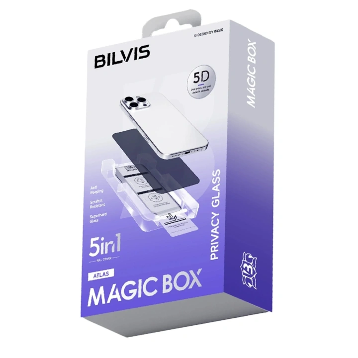 Mey İthalat®   iPhone 17 Pro Max Bilvis 5in1 5D Magic Hayalet Cam Ekran Koruyucu - Siyah