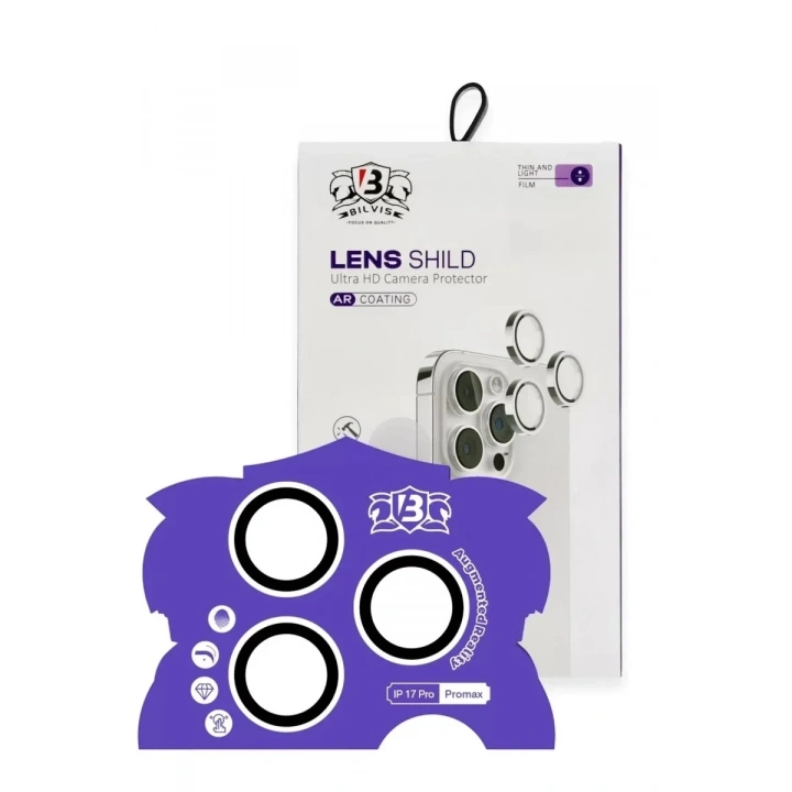 Mey İthalat®   iPhone 17 Pro Max Bilvis Titan Kamera Lens - Gümüş
