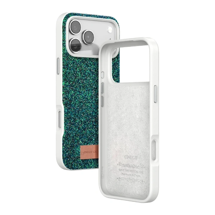 Mey İthalat®   iPhone 17 Pro Max Bright Simli Kapak - Koyu Yeşil
