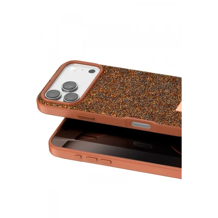 Mey İthalat®   iPhone 17 Pro Max Bright Simli Kapak - Turuncu