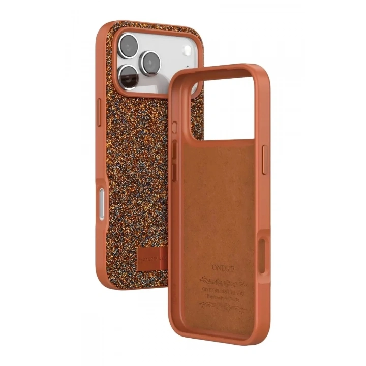Mey İthalat®   iPhone 17 Pro Max Bright Simli Kapak - Turuncu
