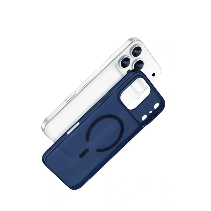 Mey İthalat®   iPhone 17 Pro Max Combo Sert Şeffaf Magsafe Kapak - Mavi