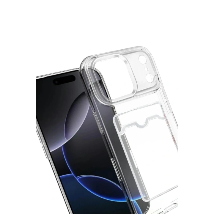Mey İthalat®   iPhone 17 Pro Max Kart Şeffaf Silikon - Şeffaf