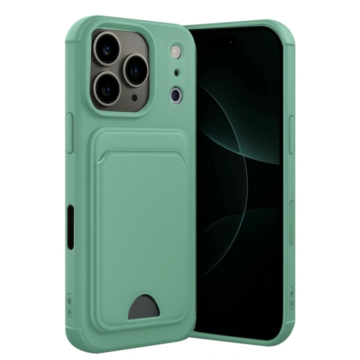 Mey İthalat®   iPhone 17 Pro Max Kelvin Kartvizitli Silikon - Açık Yeşil