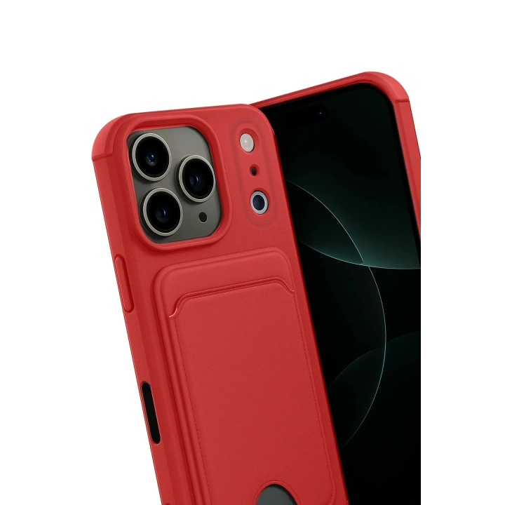 Mey İthalat®   iPhone 17 Pro Max Kelvin Kartvizitli Silikon - Kırmızı