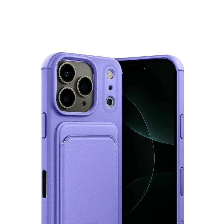 Mey İthalat®   iPhone 17 Pro Max Kelvin Kartvizitli Silikon - Lila