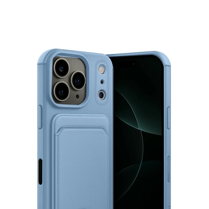 Mey İthalat®   iPhone 17 Pro Max Kelvin Kartvizitli Silikon - Mavi