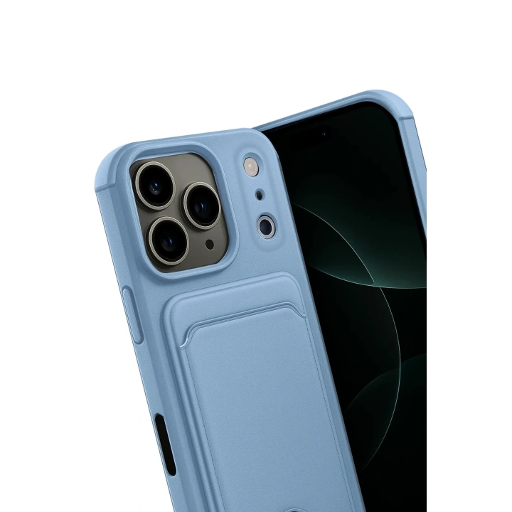 Mey İthalat®   iPhone 17 Pro Max Kelvin Kartvizitli Silikon - Mavi