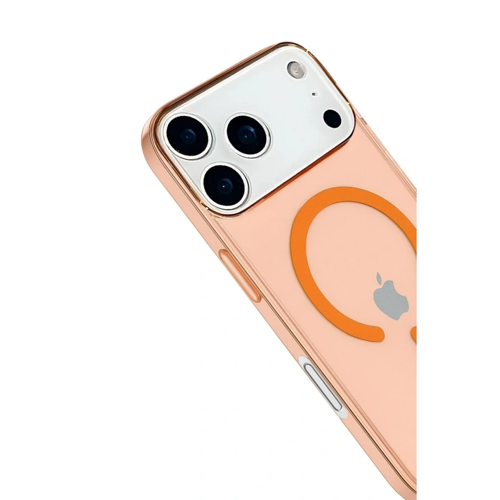 Mey İthalat®  iPhone 17 Pro Max Kılıf Pc Real Magsafe Kapak - Turuncu