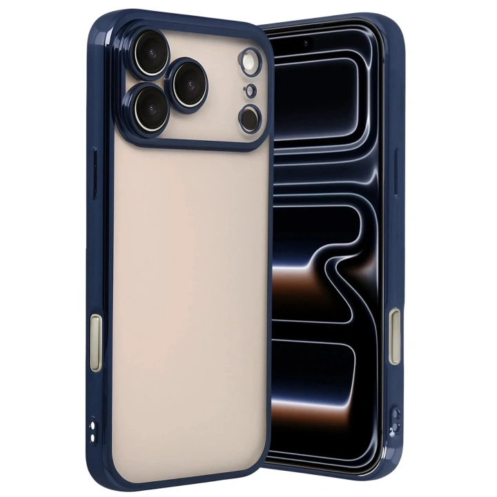Mey İthalat®   iPhone 17 Pro Max  Lensli Silikon - Lacivert
