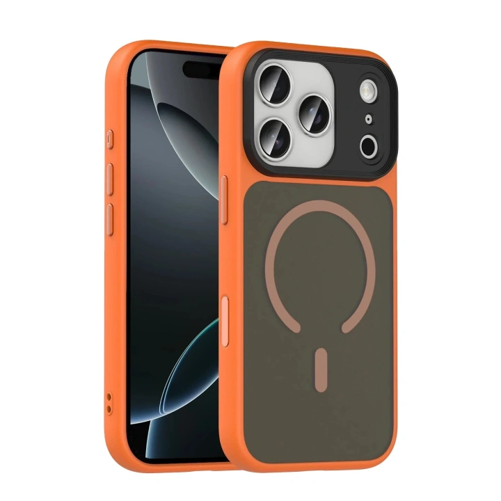 Mey İthalat®   iPhone 17 Pro Max Megane Magsafe Kapak - Turuncu