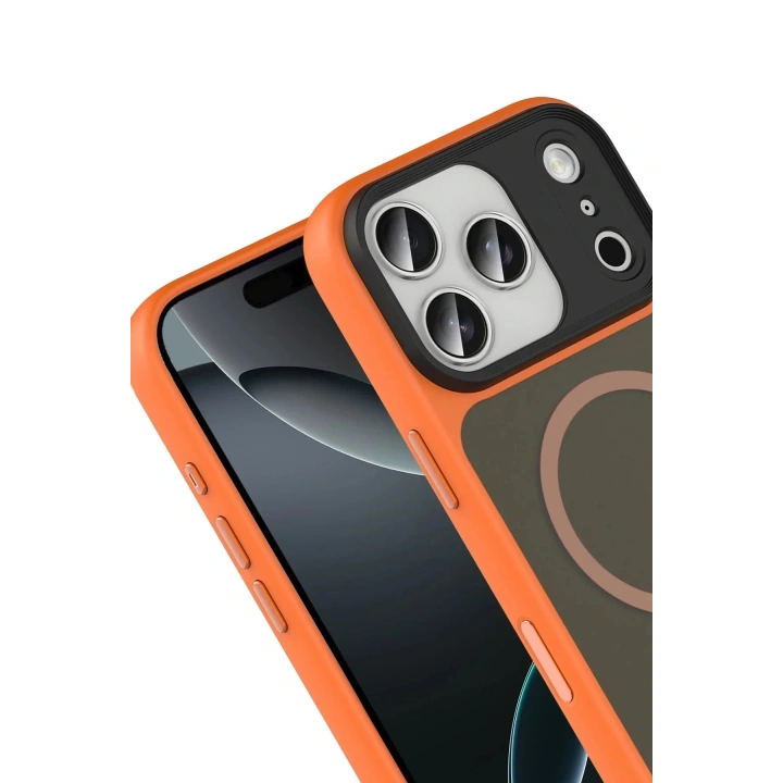 Mey İthalat®   iPhone 17 Pro Max Megane Magsafe Kapak - Turuncu