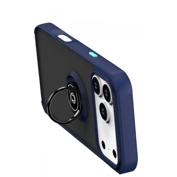 Mey İthalat®   iPhone 17 Pro Max Montreal Yüzüklü Silikon Kapak - Lacivert
