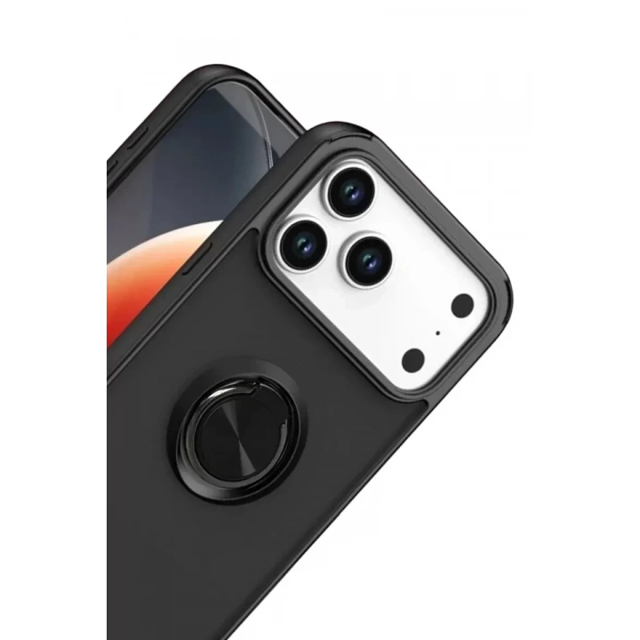 Mey İthalat®   iPhone 17 Pro Max Montreal Yüzüklü Silikon Kapak - Siyah