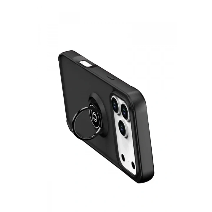 Mey İthalat®   iPhone 17 Pro Max Montreal Yüzüklü Silikon Kapak - Siyah
