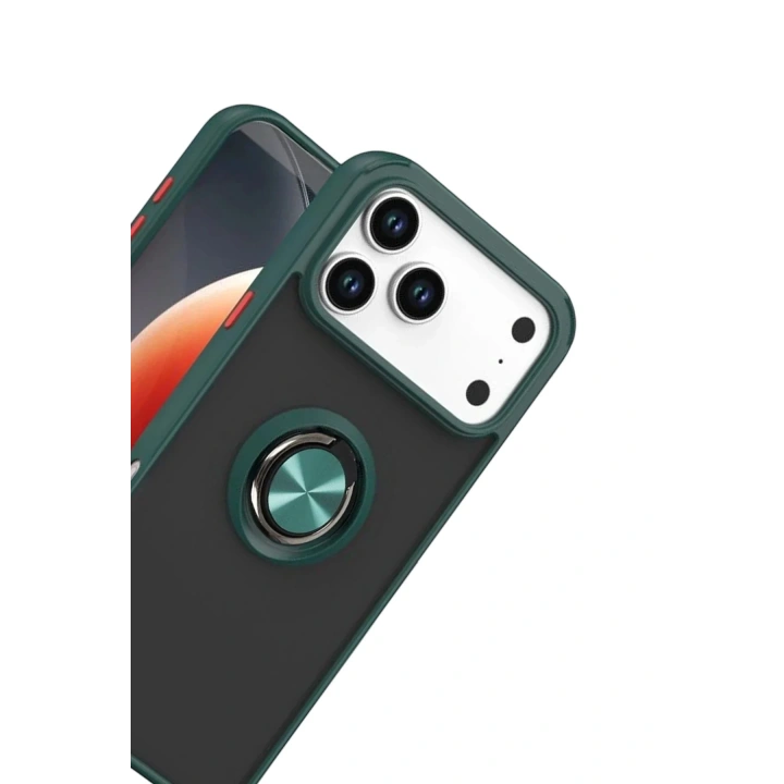 Mey İthalat®   iPhone 17 Pro Max Montreal Yüzüklü Silikon Kapak - Yeşil