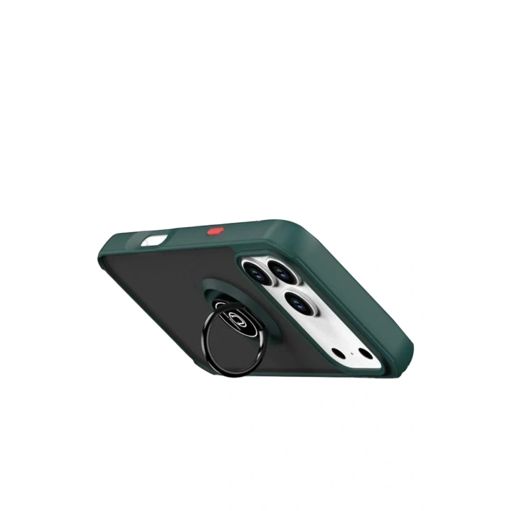 Mey İthalat®   iPhone 17 Pro Max Montreal Yüzüklü Silikon Kapak - Yeşil