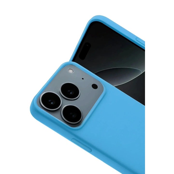Mey İthalat®   iPhone 17 Pro Max Nano içi Kadife Silikon - Mavi