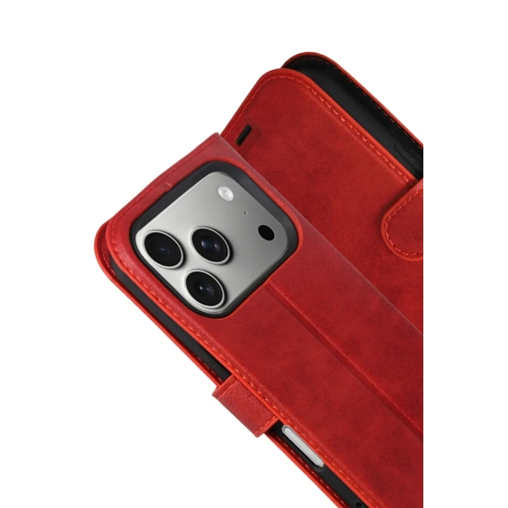 Mey İthalat®   iPhone 17 Pro Max Trend S Plus Kapaklı Kılıf - Kırmızı
