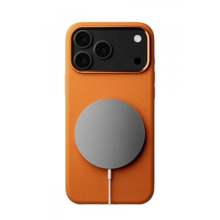 Mey İthalat®   iPhone 17 Pro Max Wonder Deri Magsafe Kapak - Turuncu