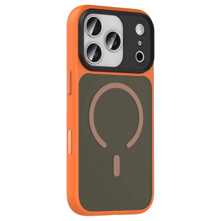 Mey İthalat®   iPhone 17 Pro Megane Magsafe Kapak - Turuncu