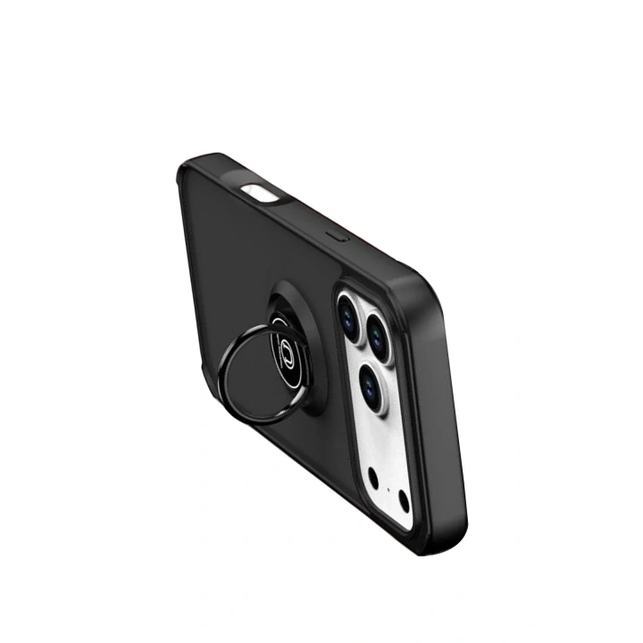 Mey İthalat®   iPhone 17 Pro Montreal Yüzüklü Silikon Kapak - Siyah