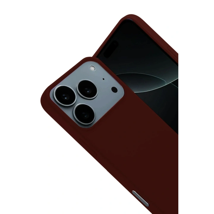 Mey İthalat®   iPhone 17 Pro Nano içi Kadife Silikon - Bordo
