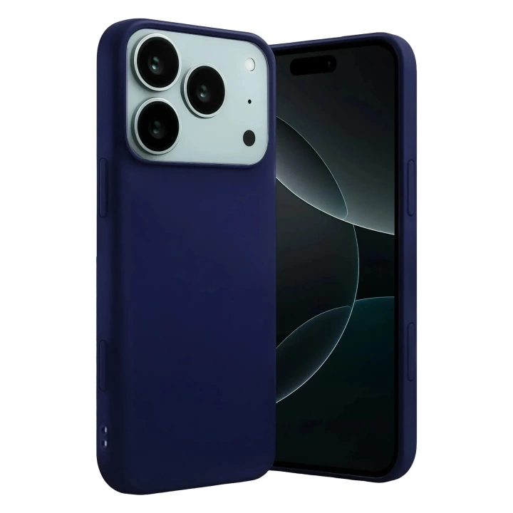 Mey İthalat®   iPhone 17 Pro Nano içi Kadife Silikon - Lacivert
