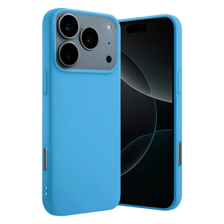 Mey İthalat®   iPhone 17 Pro Nano içi Kadife Silikon - Mavi