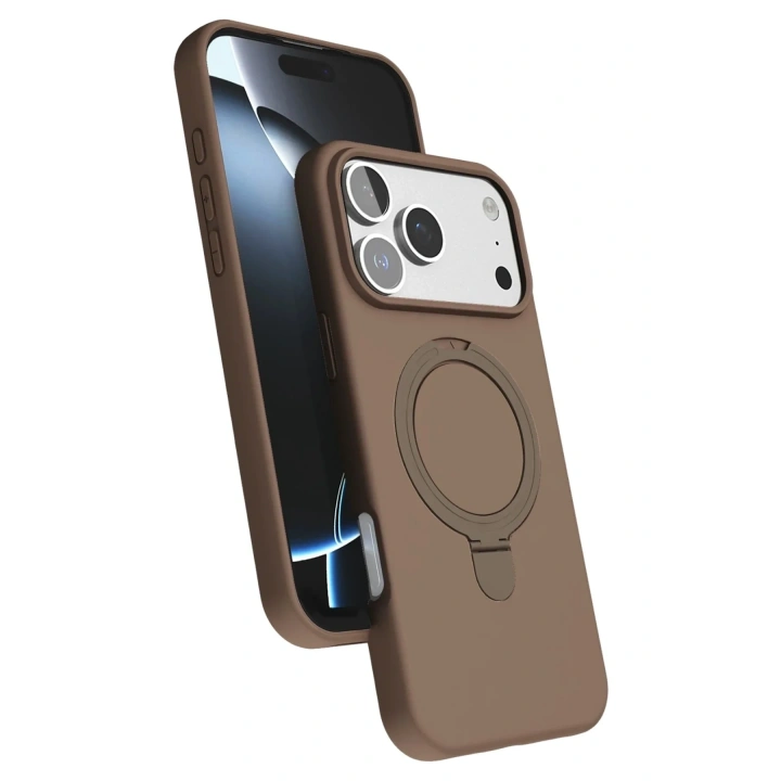 Mey İthalat®   iPhone 17 Pro Regal Magsafe Standlı Kapak - Çöl Titanyum