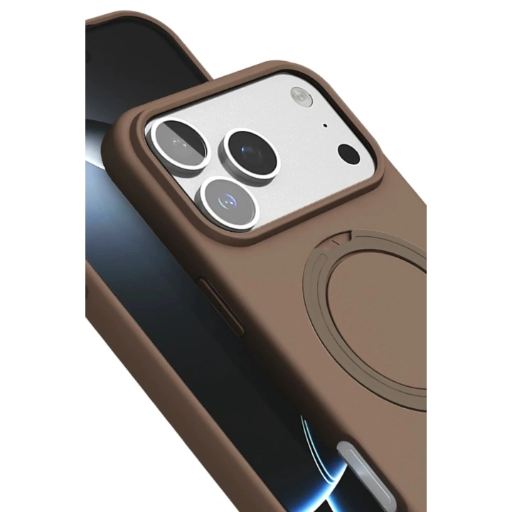 Mey İthalat®   iPhone 17 Pro Regal Magsafe Standlı Kapak - Çöl Titanyum
