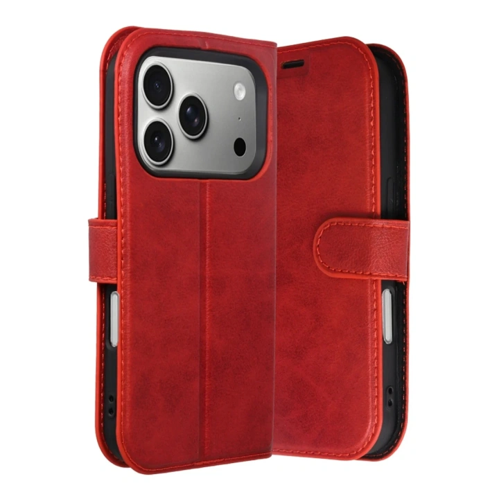 Mey İthalat®   iPhone 17 Pro Trend S Plus Kapaklı Kılıf - Kırmızı