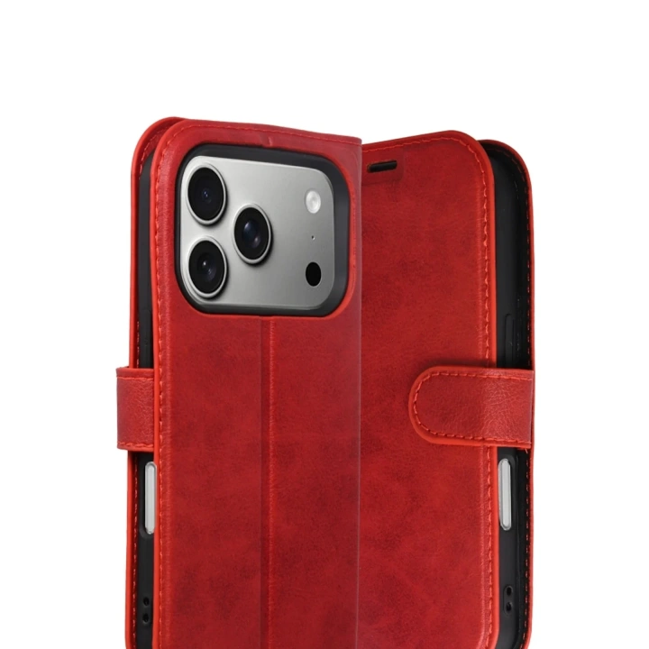 Mey İthalat®   iPhone 17 Pro Trend S Plus Kapaklı Kılıf - Kırmızı