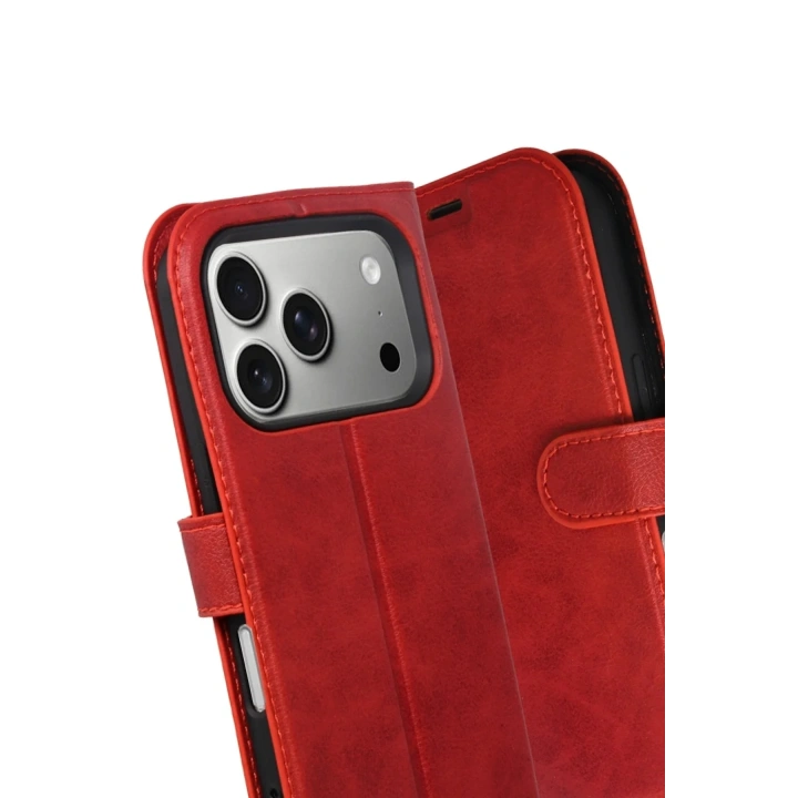 Mey İthalat®   iPhone 17 Pro Trend S Plus Kapaklı Kılıf - Kırmızı