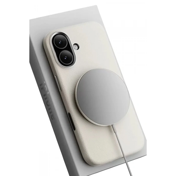 Mey İthalat®   iPhone 17 Wonder Deri Magsafe Kapak - Beyaz