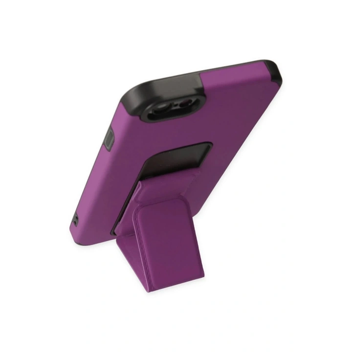 Mey İthalat®  iPhone 6 Kılıf Mega Standlı Silikon - Mor
