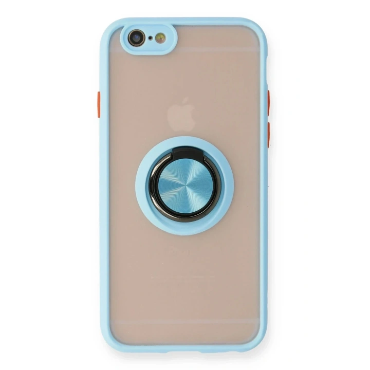 Mey İthalat®  iPhone 6 Kılıf Montreal Yüzüklü Silikon Kapak - Buz Mavi